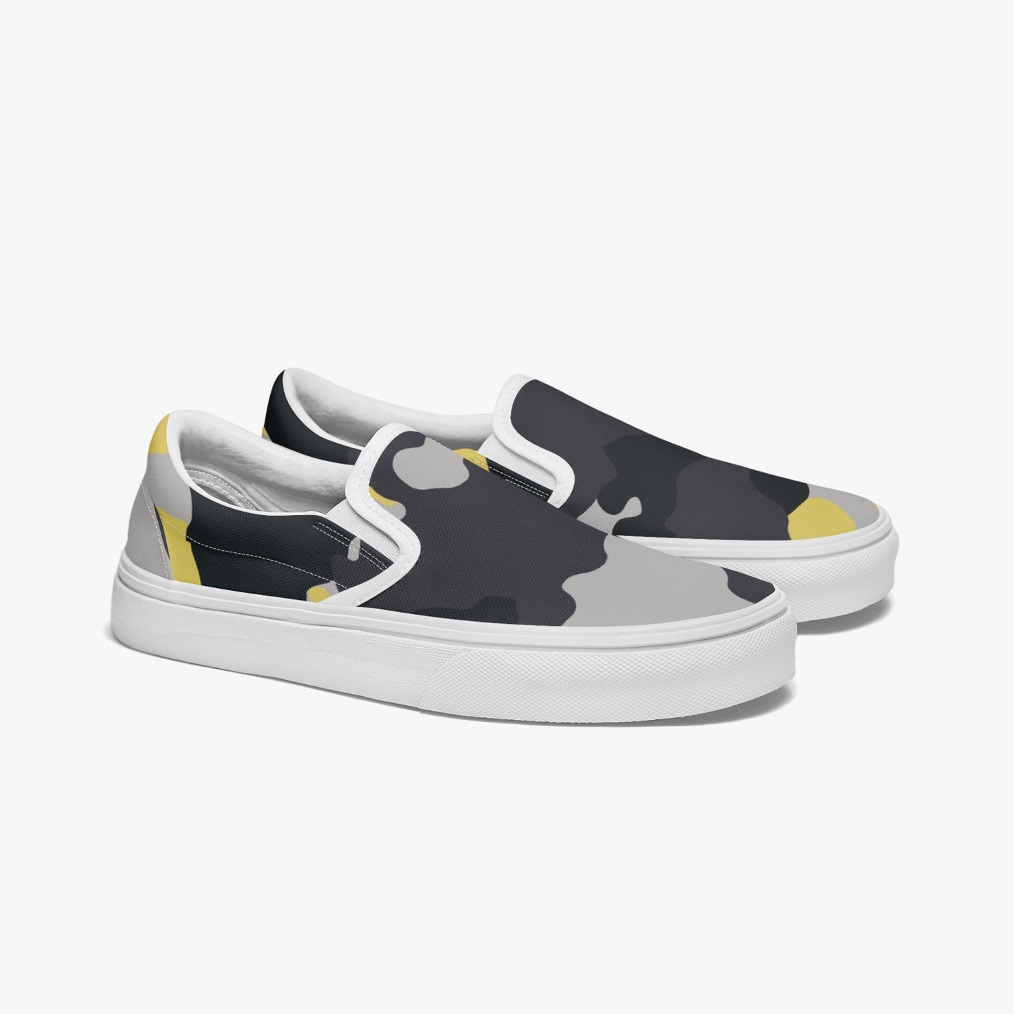 Camo Slip-On Shoes | Yellow, Black, and Silver Camouflage