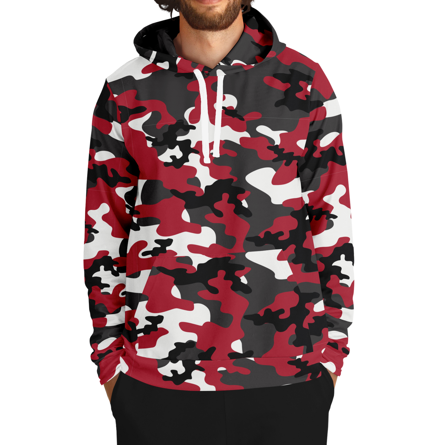 Red Camo Hoodie | Jungle Green, Black, and White Camouflage