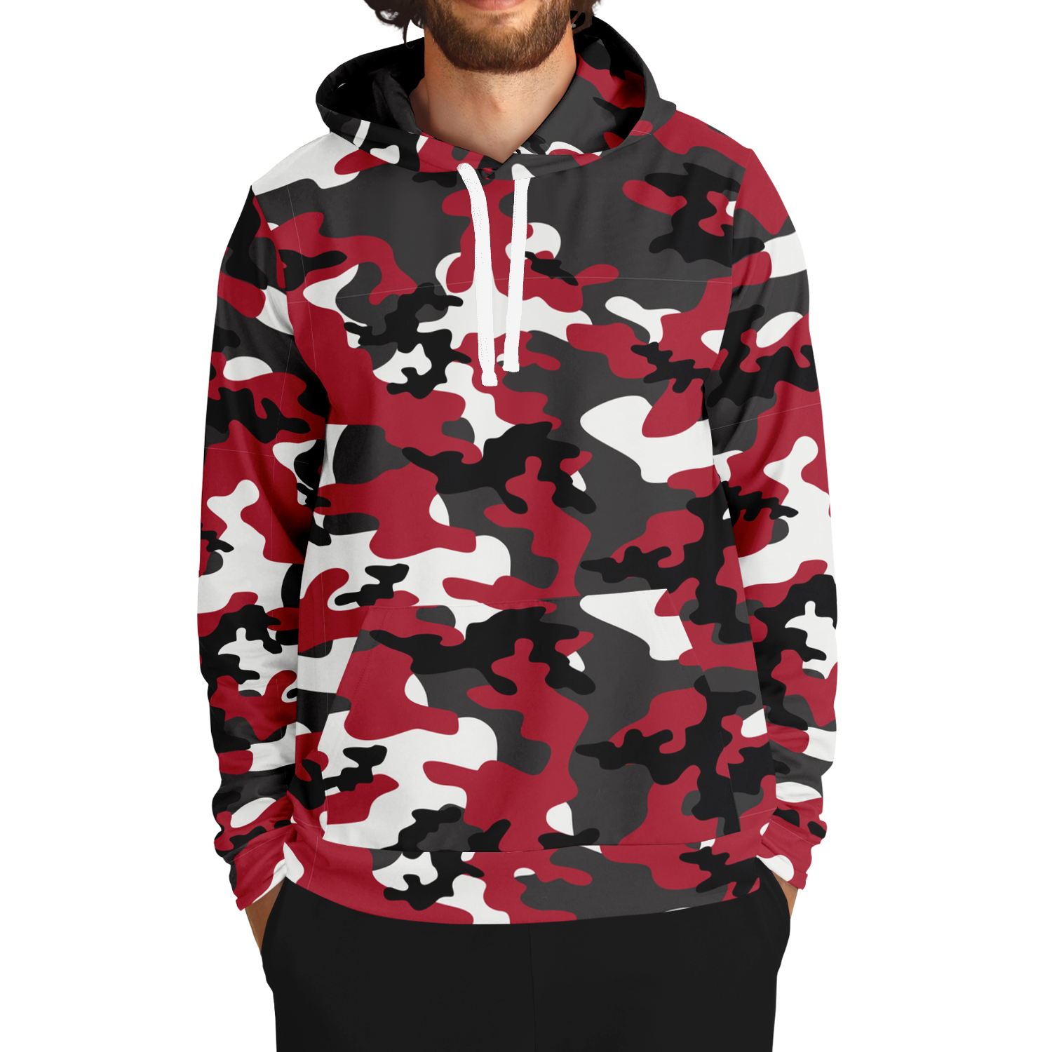 Red Camo Hoodie | Jungle Green, Black, and White Camouflage