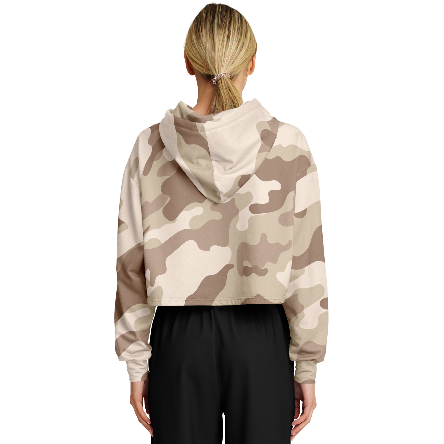 Cropped Hoodie For Women | Brown Desert Camouflage