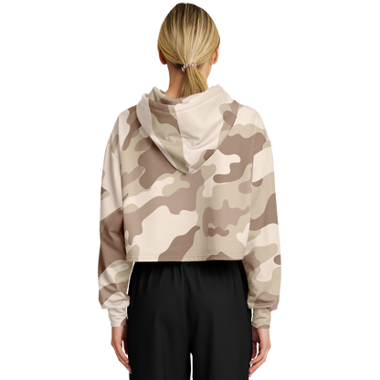 Cropped Hoodie For Women | Brown Desert Camouflage