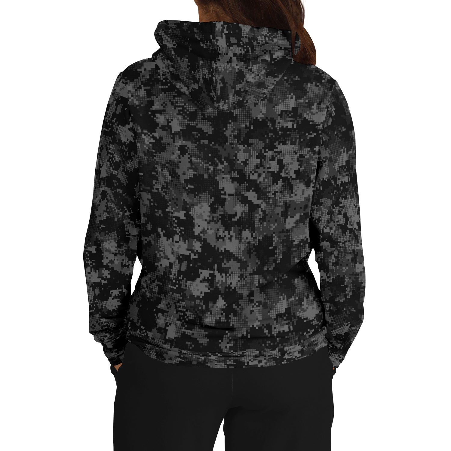 Black Camo Hoodie | Digital Monochrome Dark Gray Camouflage