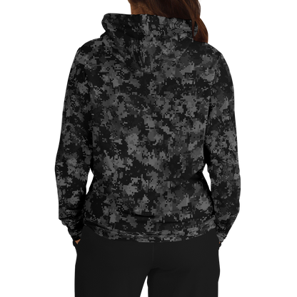 Black Camo Hoodie | Digital Monochrome Dark Gray Camouflage