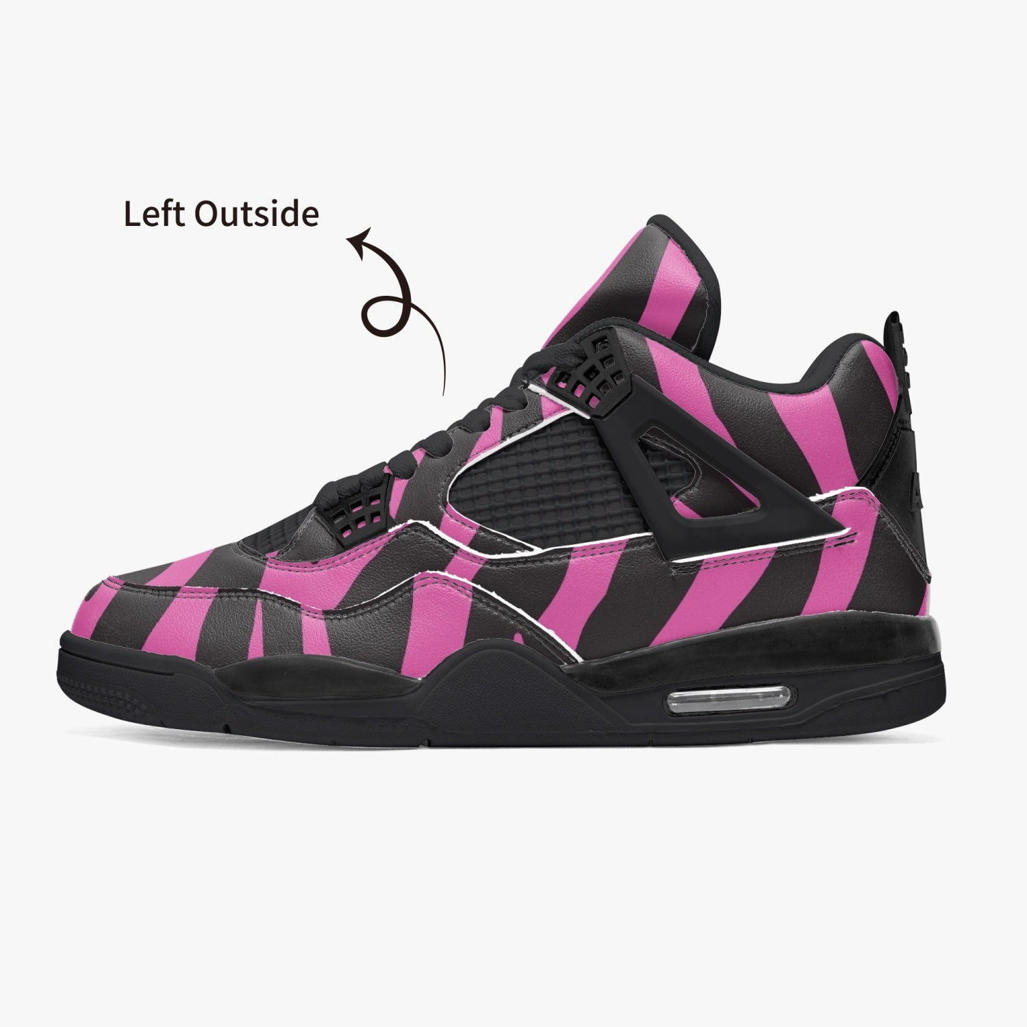 Zebra Jordans AJ4 | Pink and Black High-top Sneakers