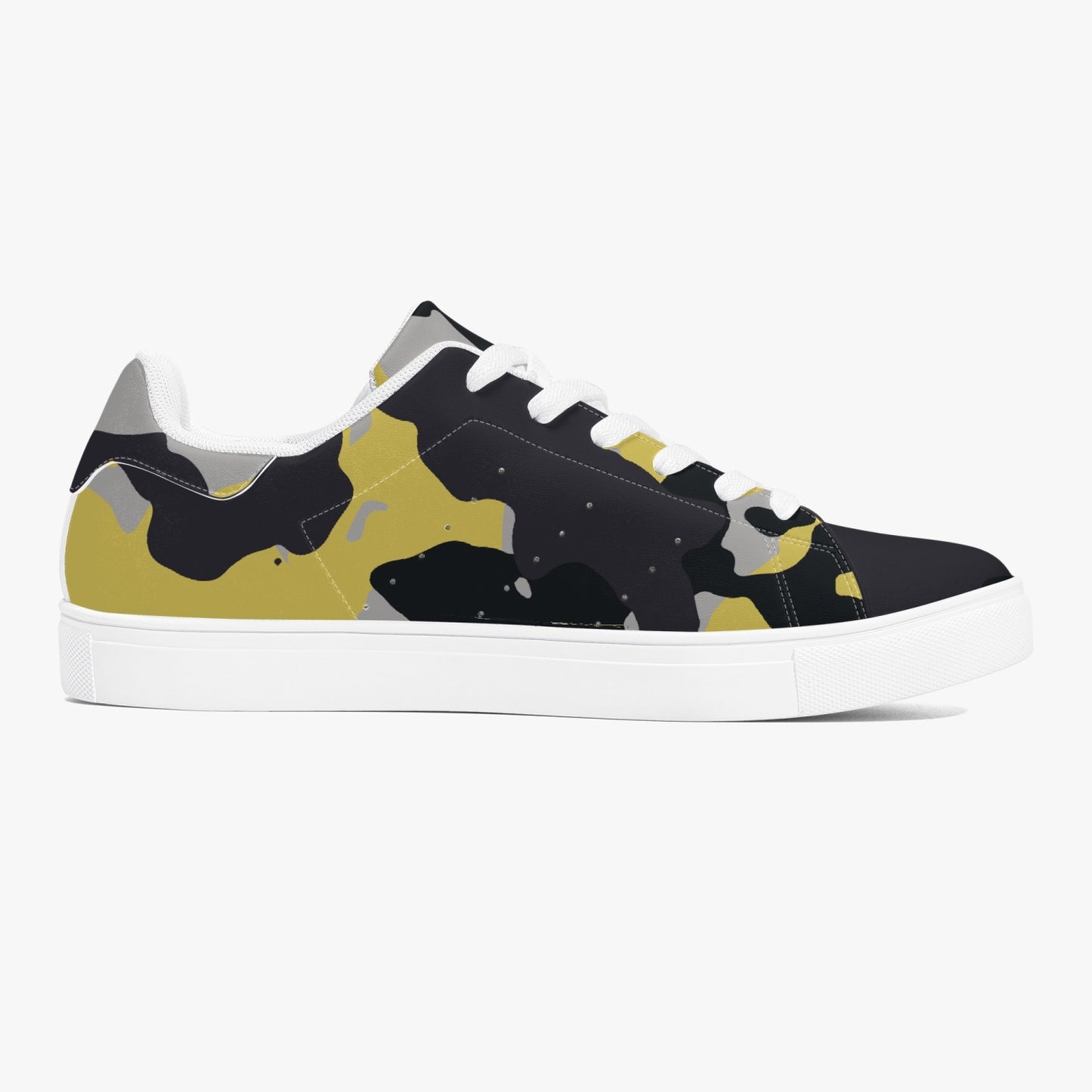 Camo Sneakers | Classic Low-Top Leather | Yellow, Black, & Silver