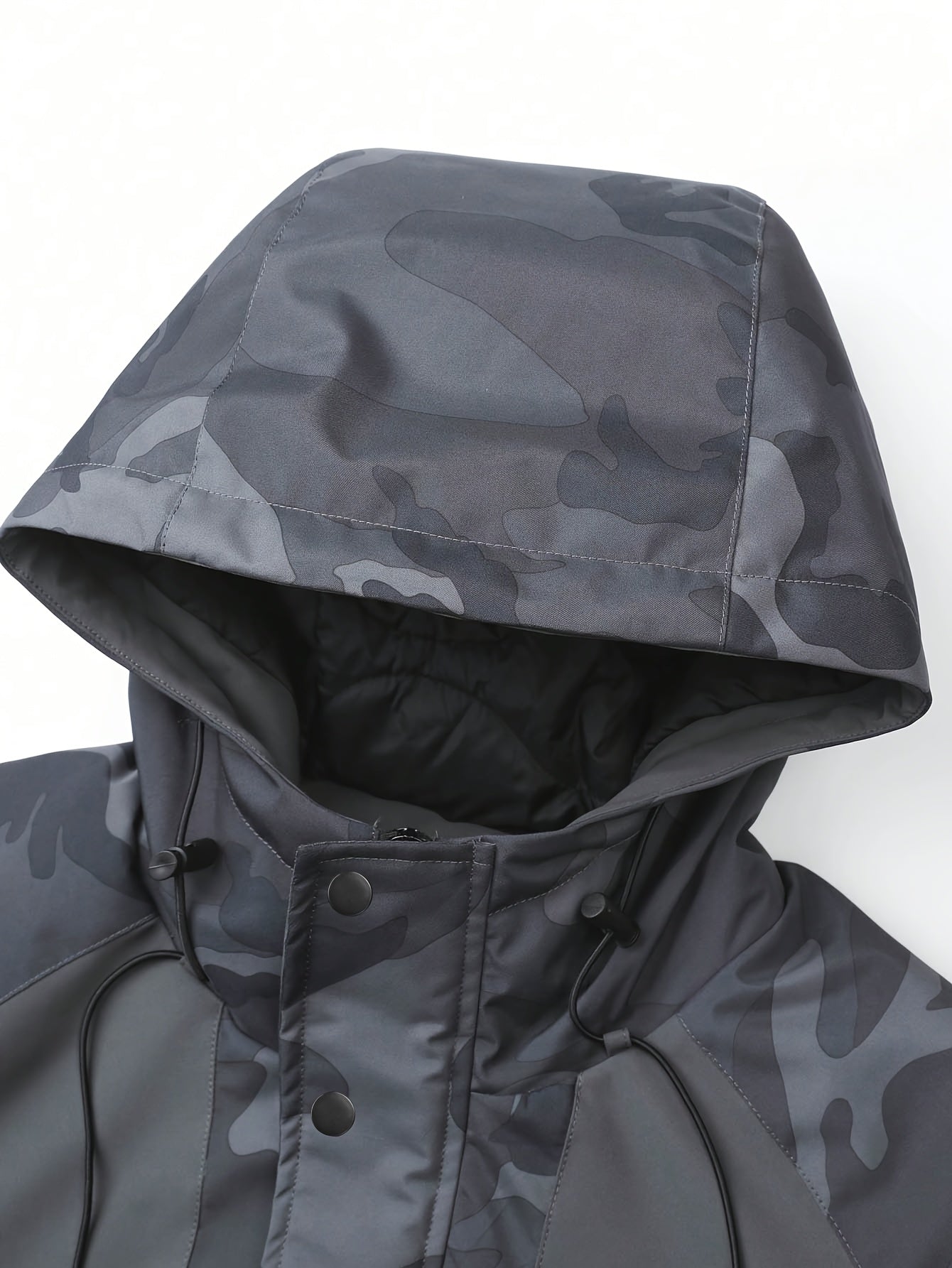 Camo Hooded Jacket for Men: Casual Polyester Woven Coat with Pockets