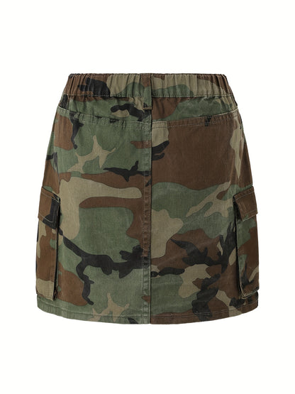 Women's Camo Denim Skirt With Flap Pockets | Green Jeans