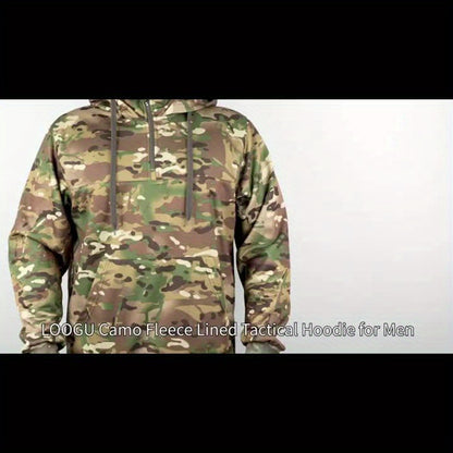 Men's Camo Hoodie - Wool-Lined, Thermal Pullover for Hunting & Fishing