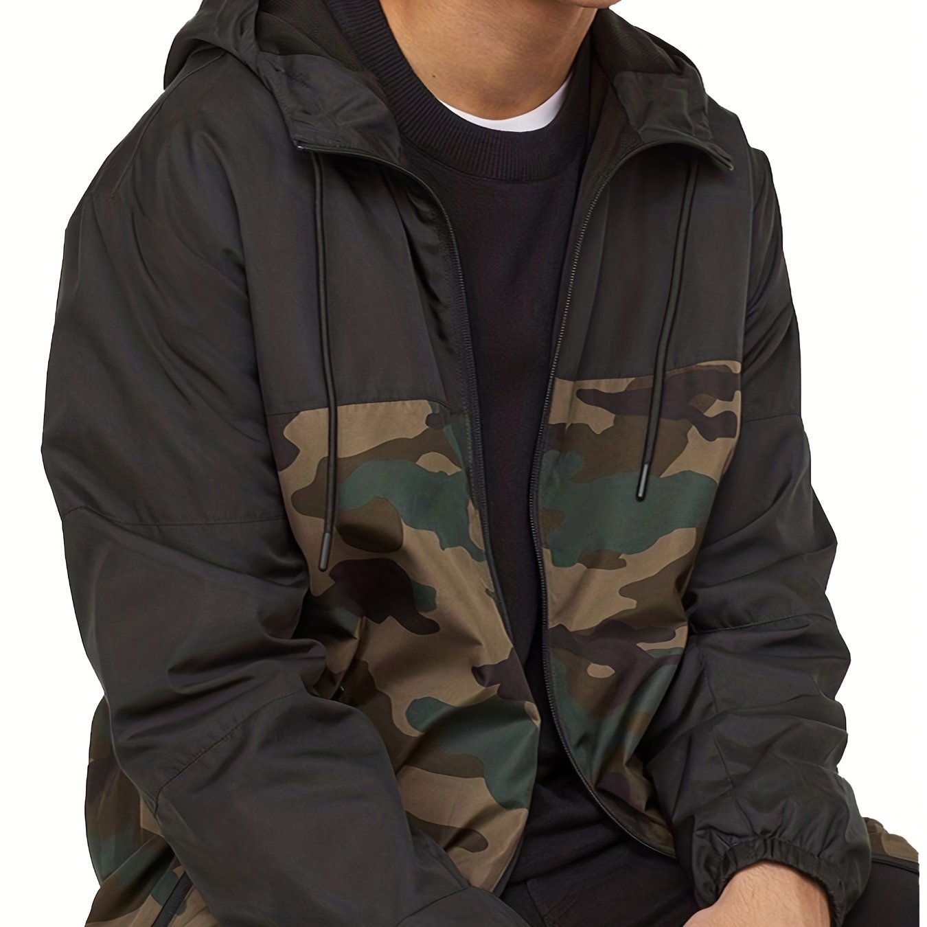 Camouflage Pattern Hooded Jacket for Men | Loose Fit