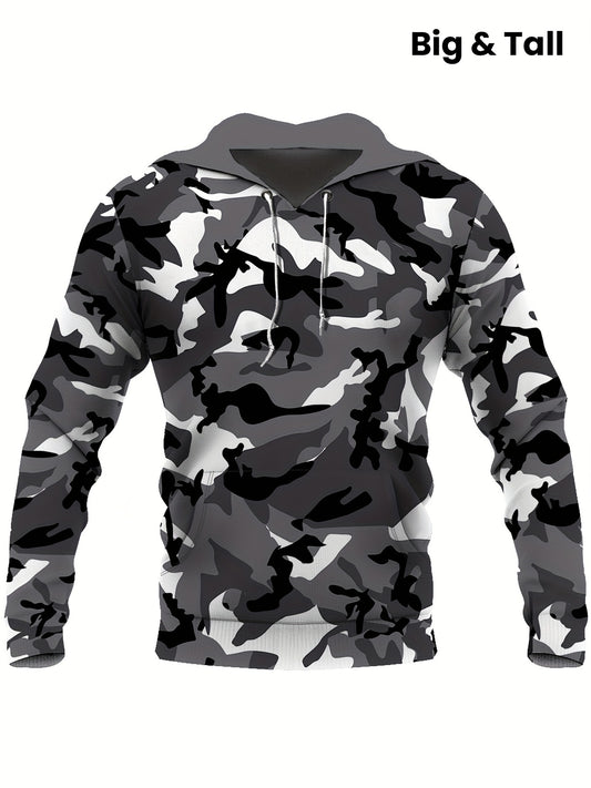 Plus Size Casual Camouflage Hoodie Sweatshirt with Pocket