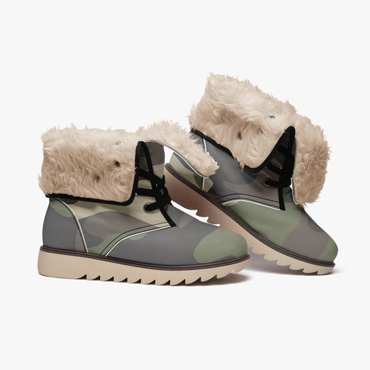 Camo Boots | Classic Green Cotton-Pad Fur Lining