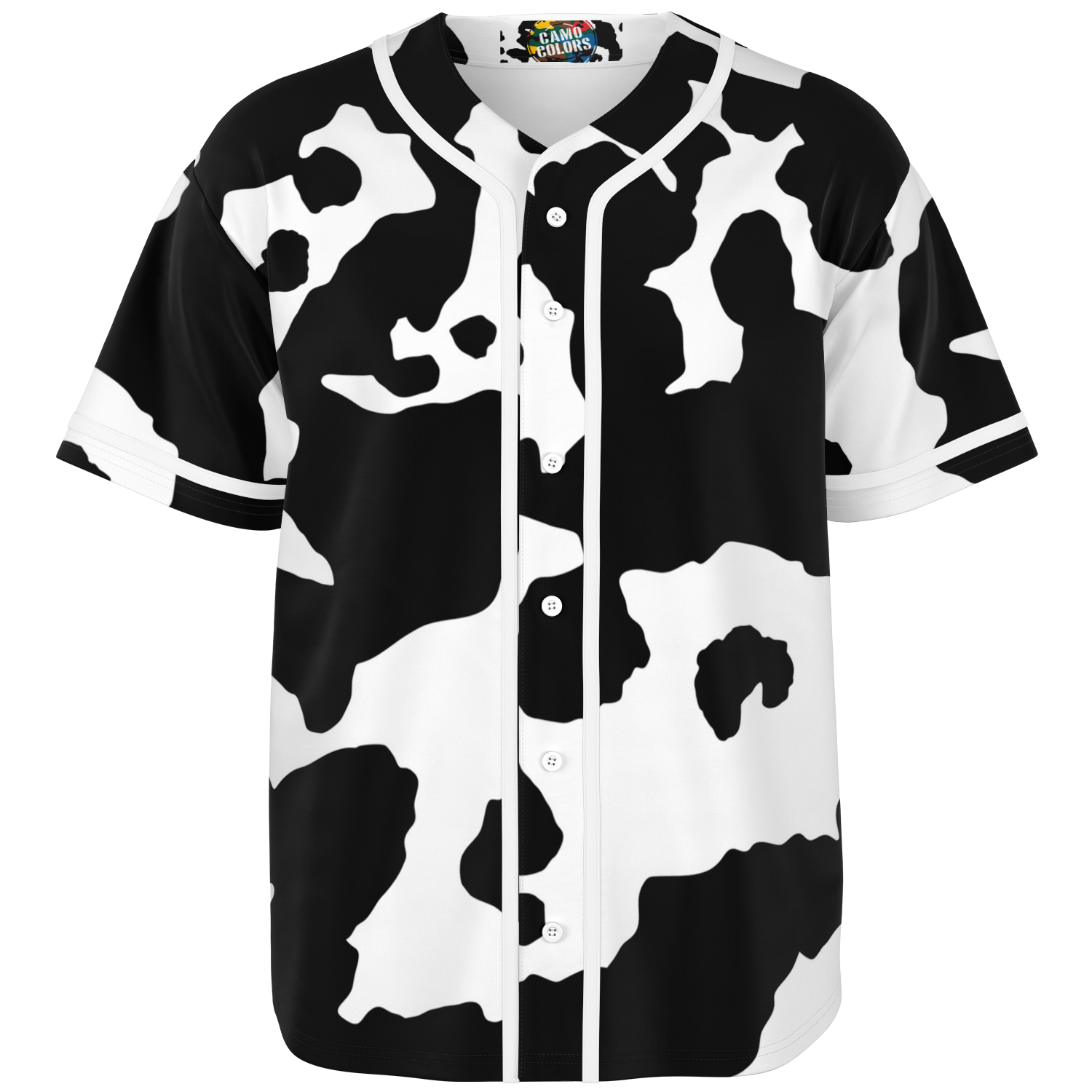 Camo Baseball Jersey | Black & White Cow Camouflage