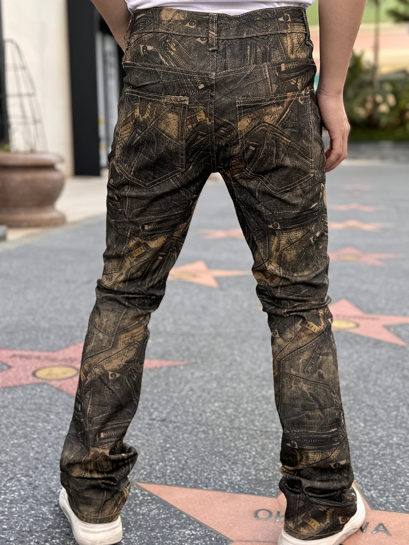 Men's 3D Printed Flared Denim: Street Motorcycle, Trendy Fashion Pants