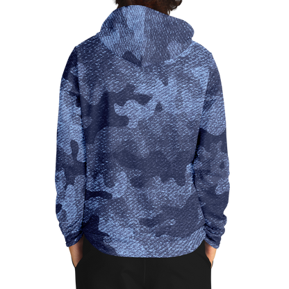 Camo Hoodie | Blue Denim Camouflage Pullover