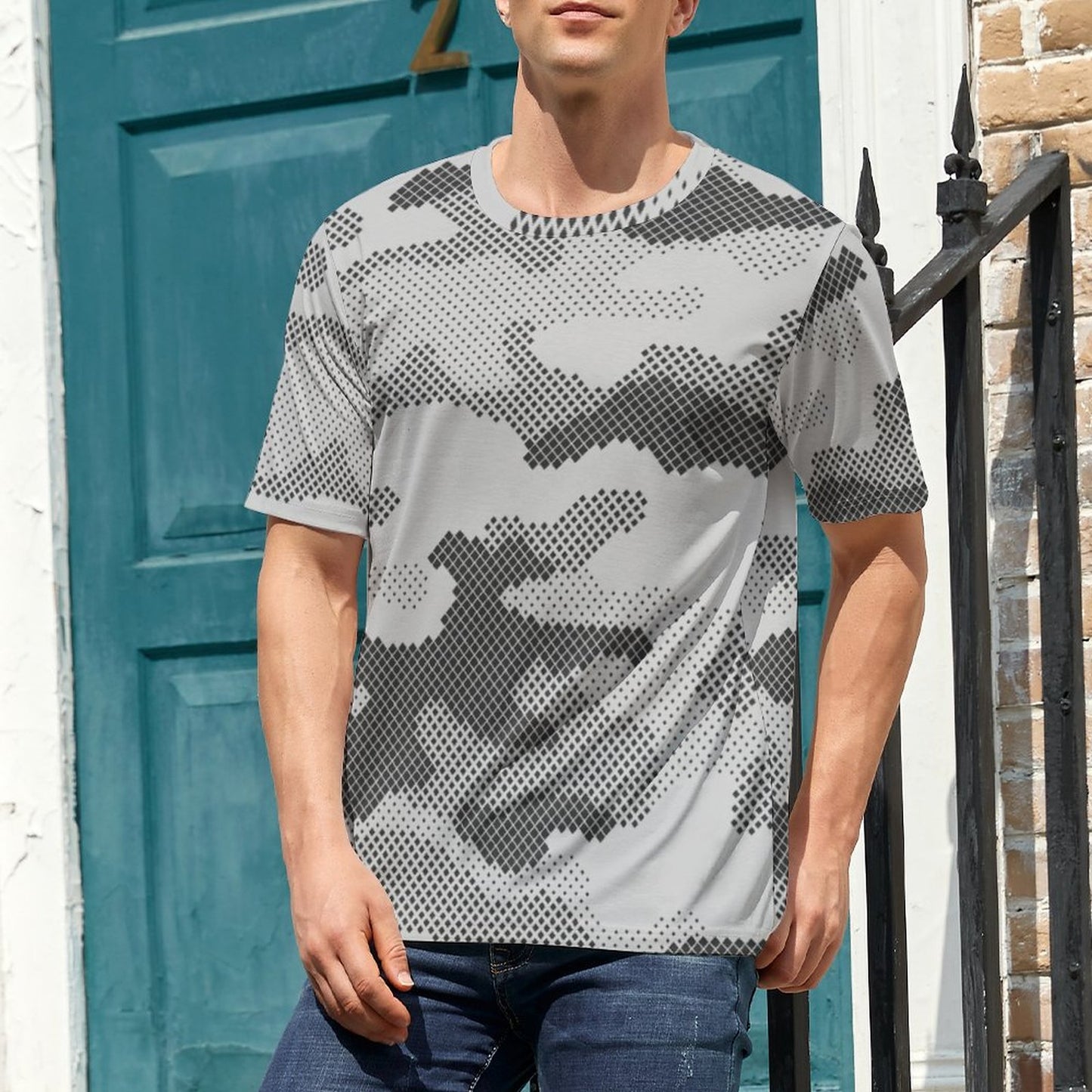 Camo Shirt | Black & White Dotted Camouflage T