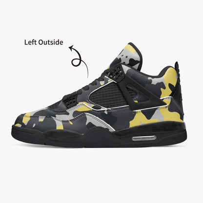 Camo Jordans AJ4 | Yellow, Black and Silver Camouflage