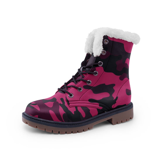 Snow Camo Boots | Pink, Onyx & Blue Camouflage