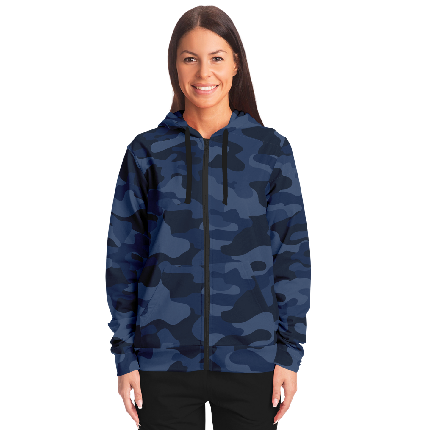 Zip-Up Hoodie | Deep Blue Camouflage