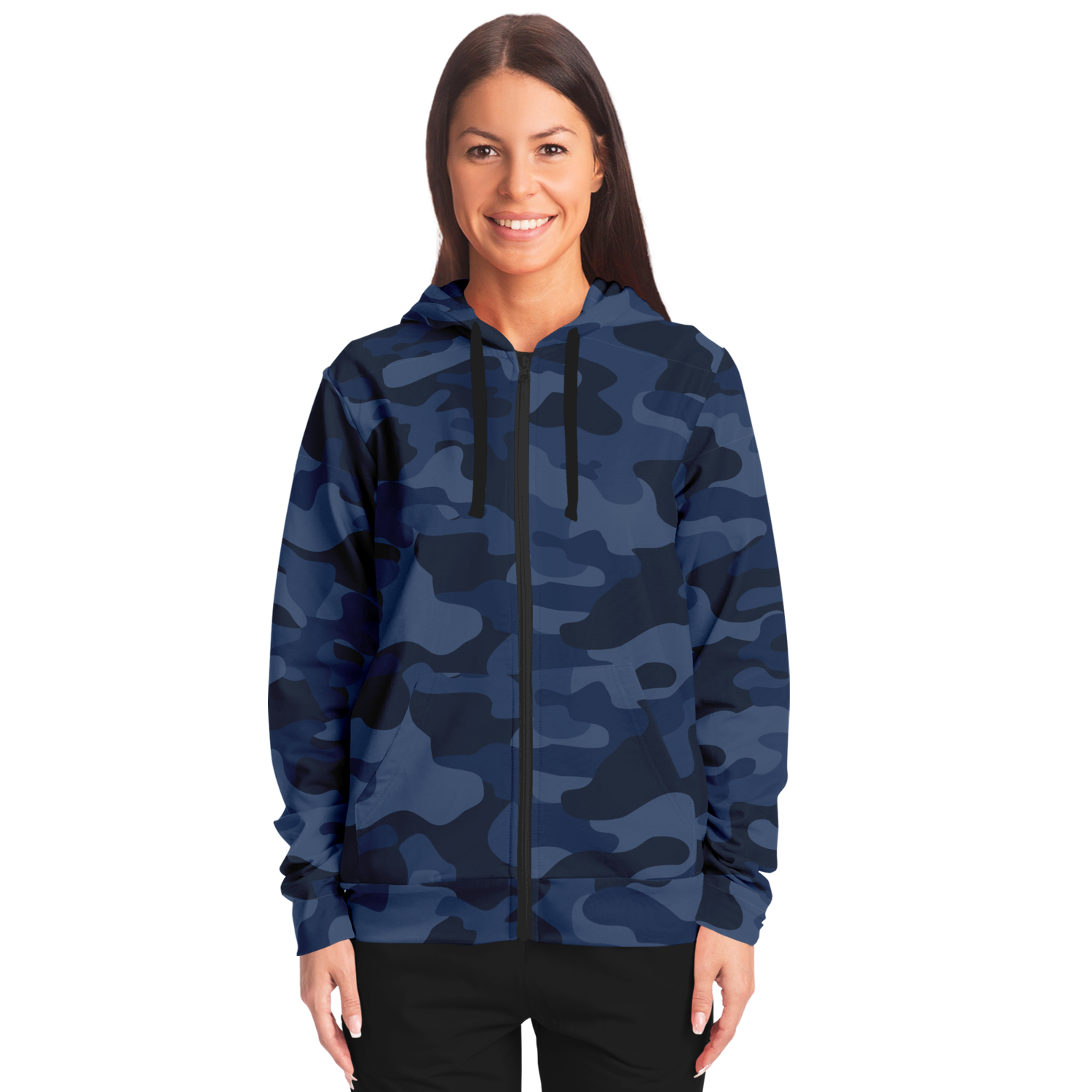 Zip-Up Hoodie | Deep Blue Camouflage