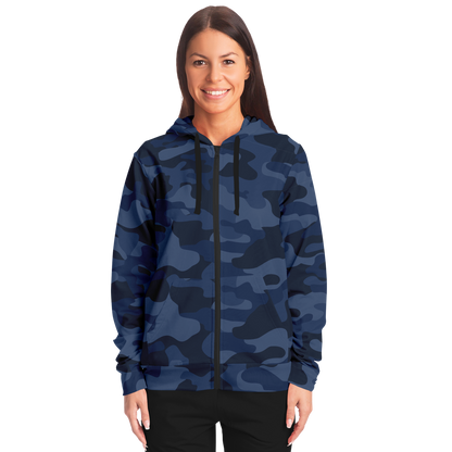 Zip-Up Hoodie | Deep Blue Camouflage