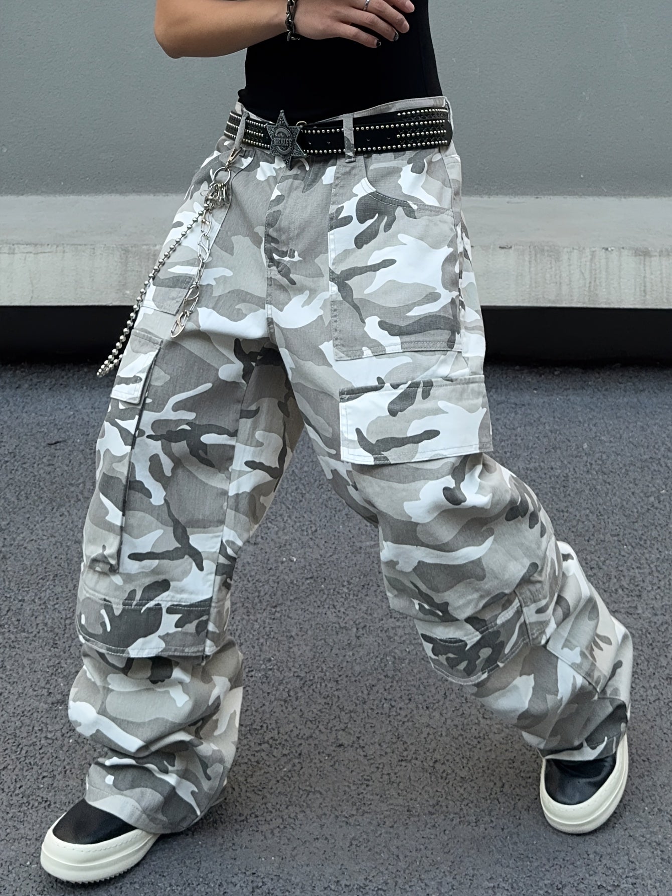 American Street Fashion Camouflage Work Pants with Loose Pockets