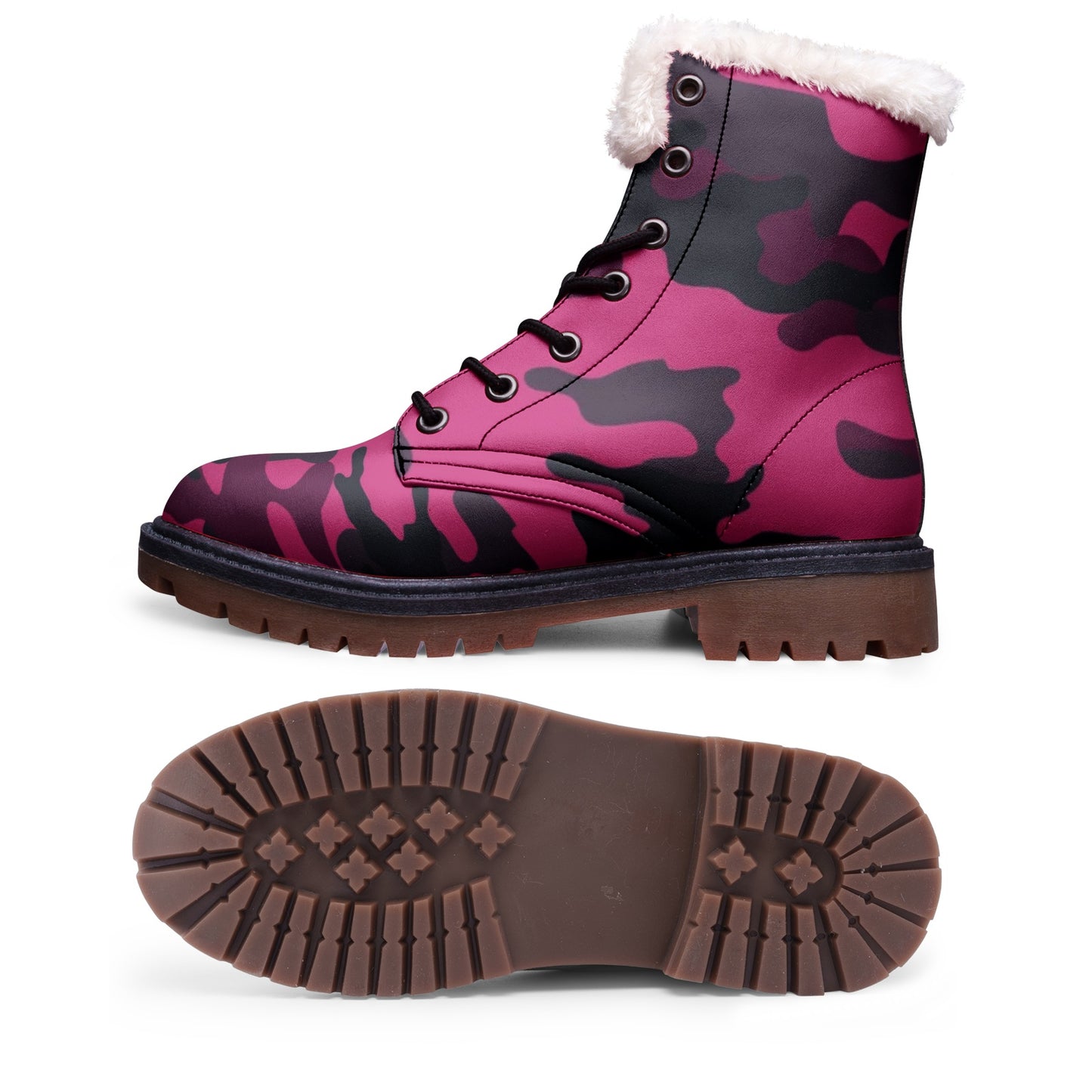 Snow Camo Boots | Pink, Onyx & Blue Camouflage