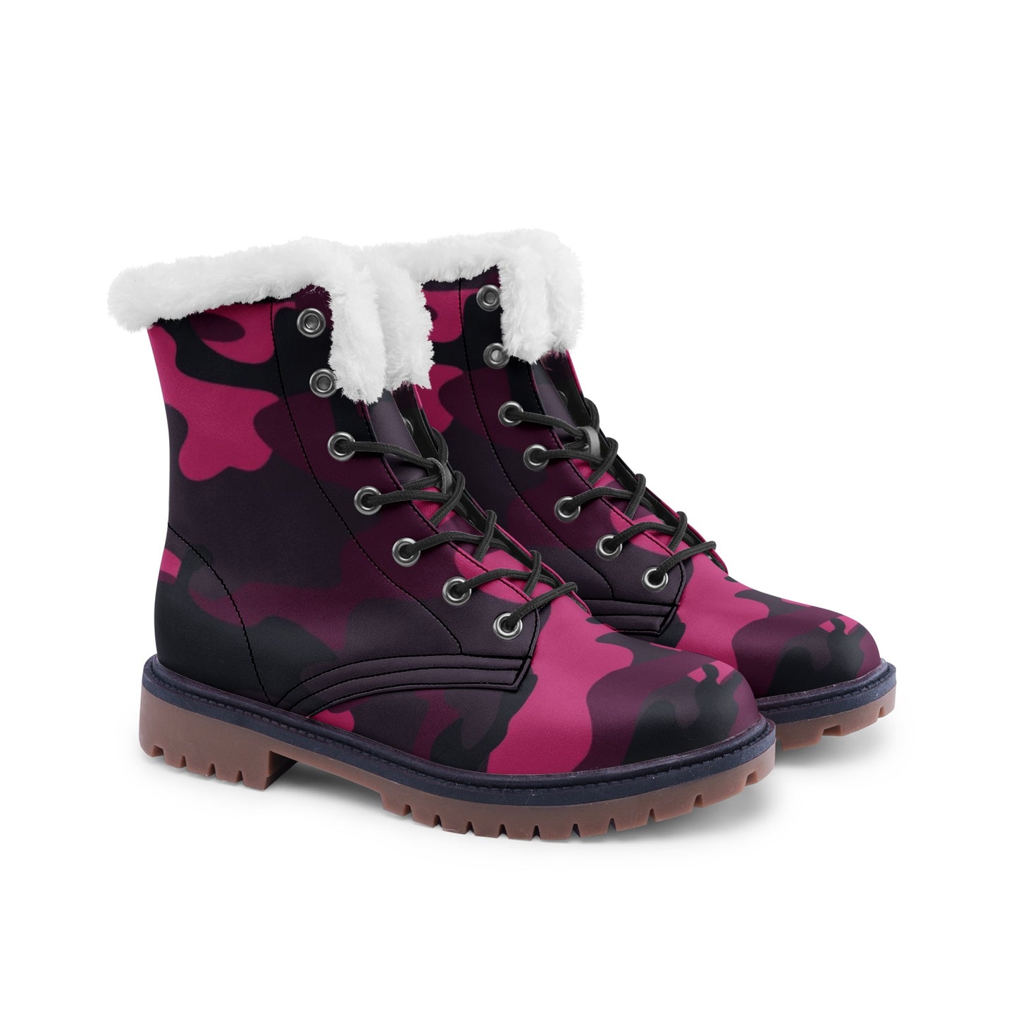 Snow Camo Boots | Pink, Onyx & Blue Camouflage