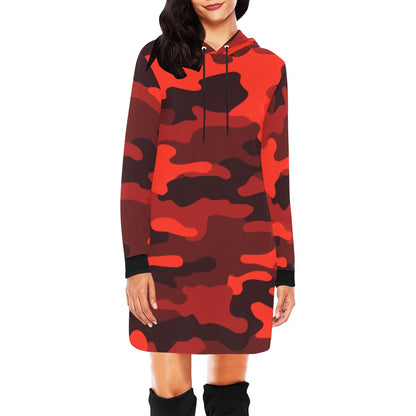 Camo Hoodie Dress | Scarlet Red and Black Camouflage