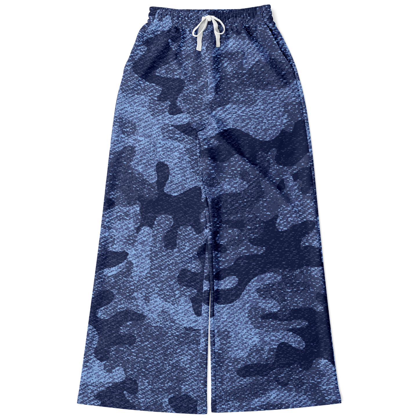 Camo Wide Leg Pants | Blue Denim Camouflage