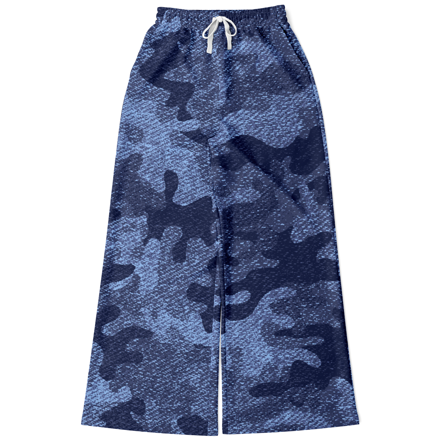 Camo Wide Leg Pants | Blue Denim Camouflage