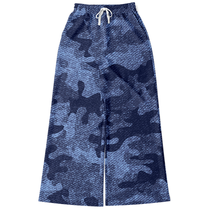 Camo Wide Leg Pants | Blue Denim Camouflage