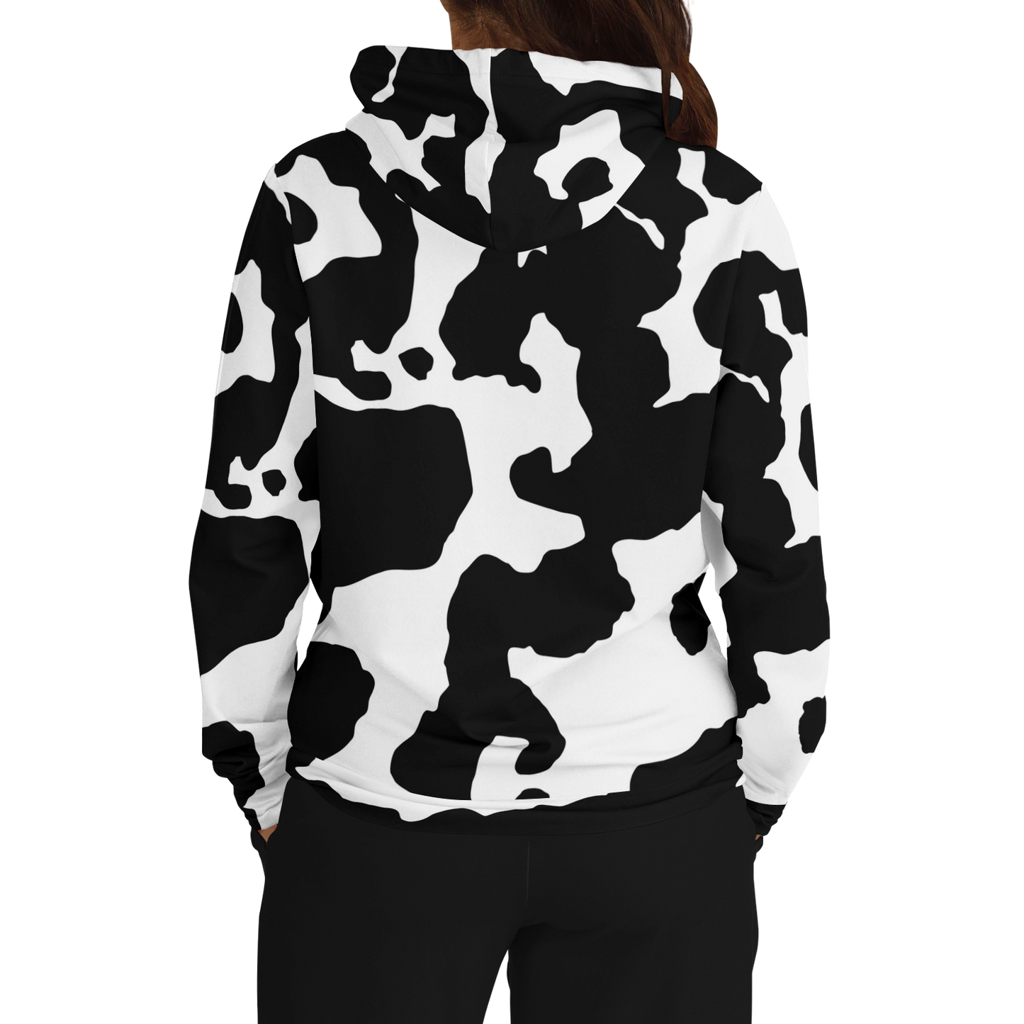 Camo Hoodie | Black & White Cow Camouflage