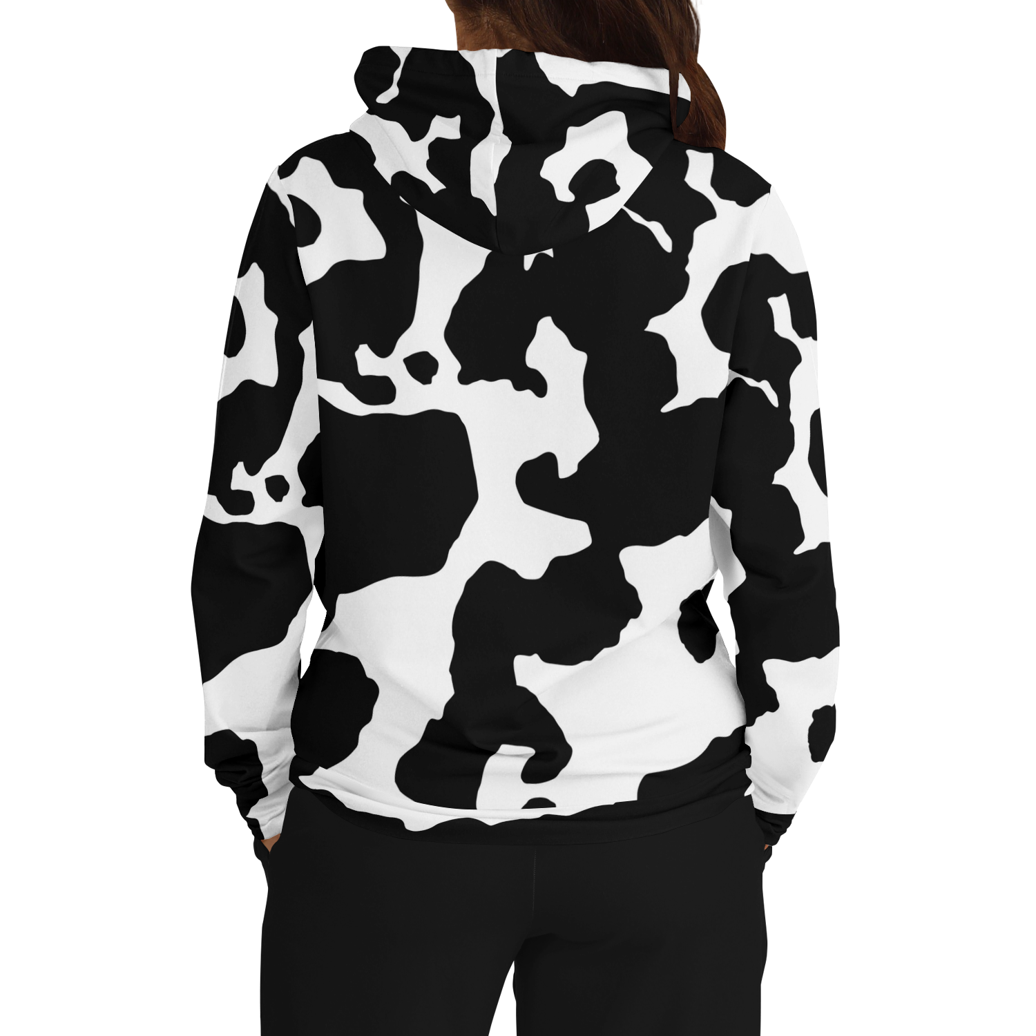 Camo Hoodie | Black & White Cow Camouflage