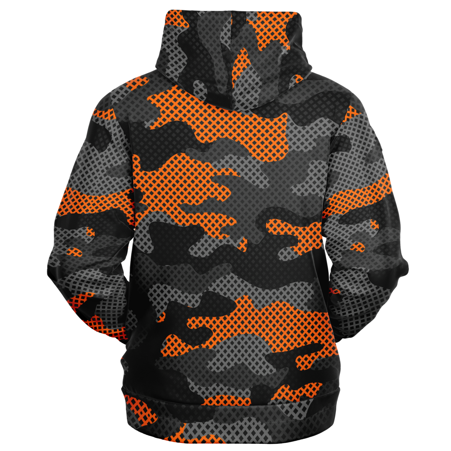 Zip-Up Hoodie | Orange & Black Pixel Camouflage