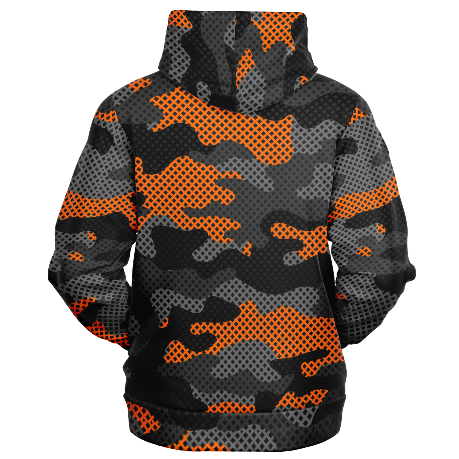 Zip-Up Hoodie | Orange & Black Pixel Camouflage