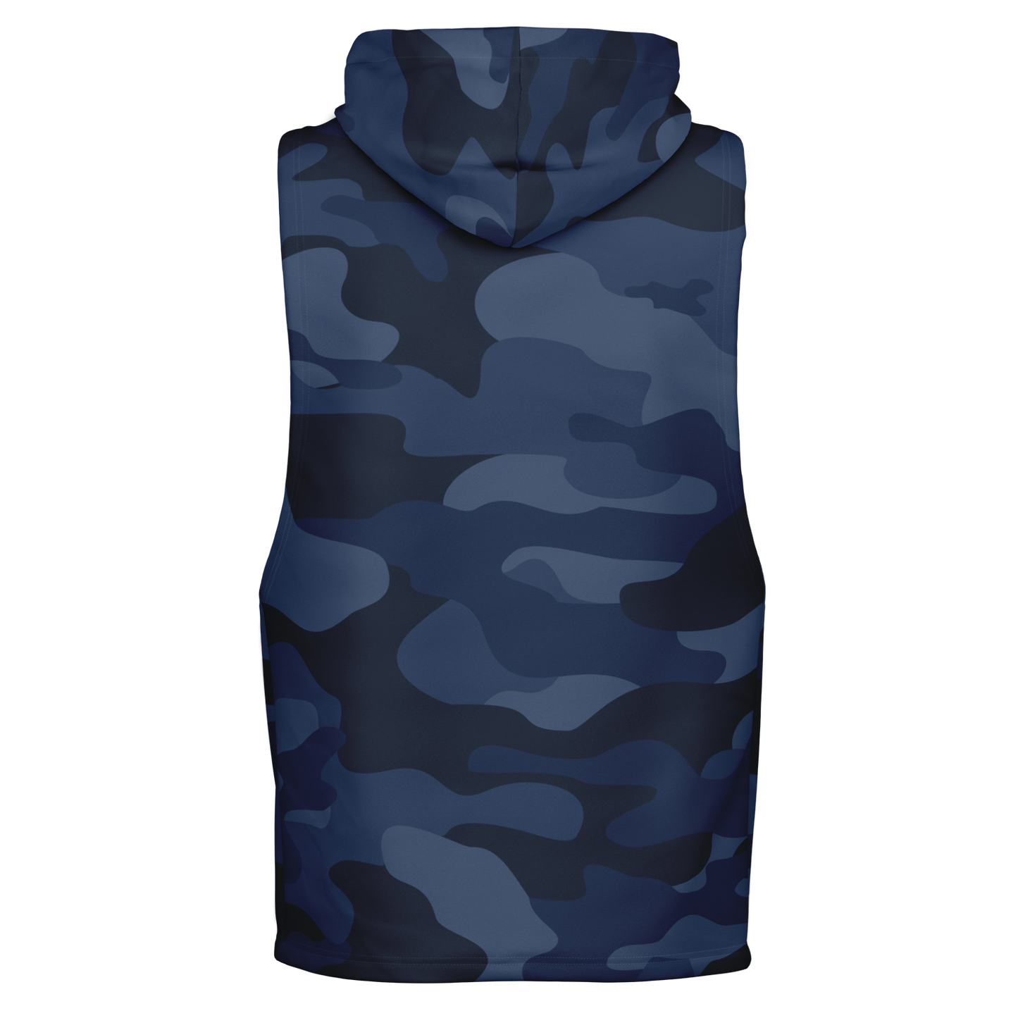 Sleeveless Hoodie | Deep Blue Camouflage