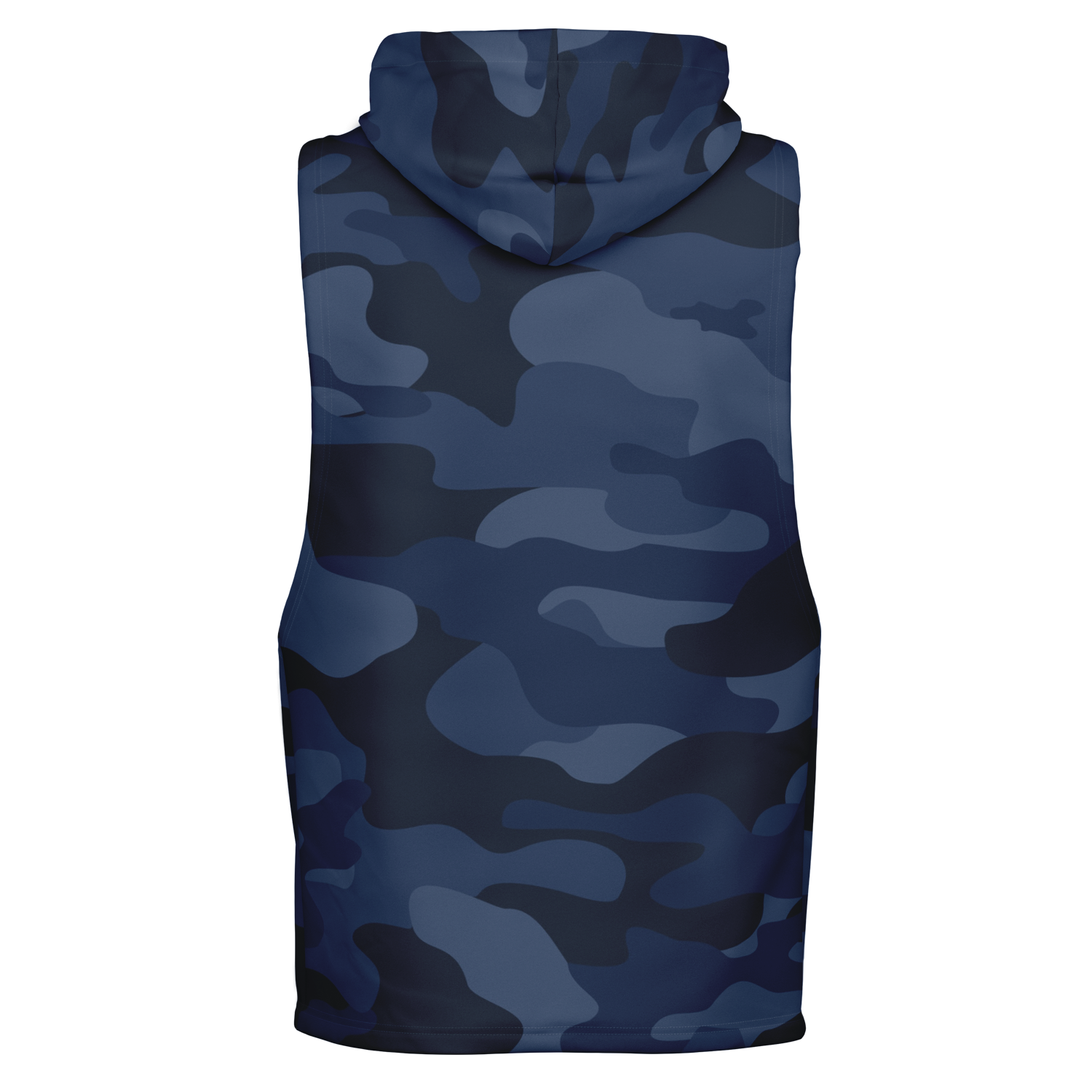 Sleeveless Hoodie | Deep Blue Camouflage