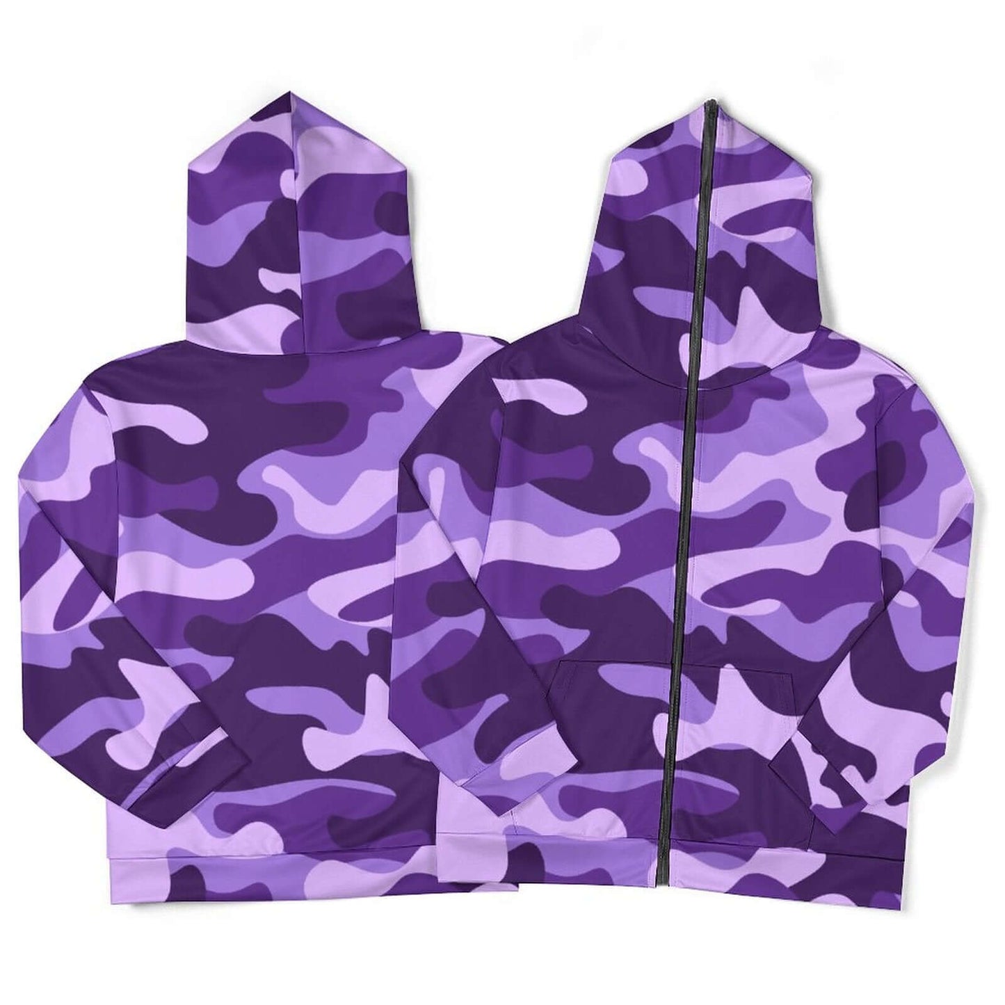 Zip up Camo Hoodie | Purple, Blue & Mauve Camouflage