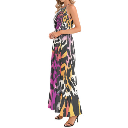 Leopard Maxi Dress in Bauhaus Magenta & White