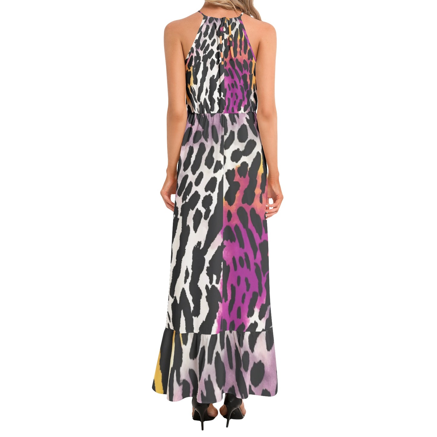 Leopard Maxi Dress in Bauhaus Magenta & White