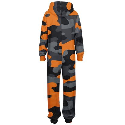 Camo Onesie | Orange, Black and Gray Camouflage