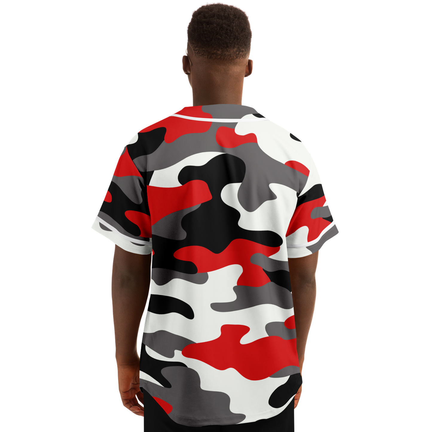 Camo Baseball Jersey | Red, Black & White Camouflage