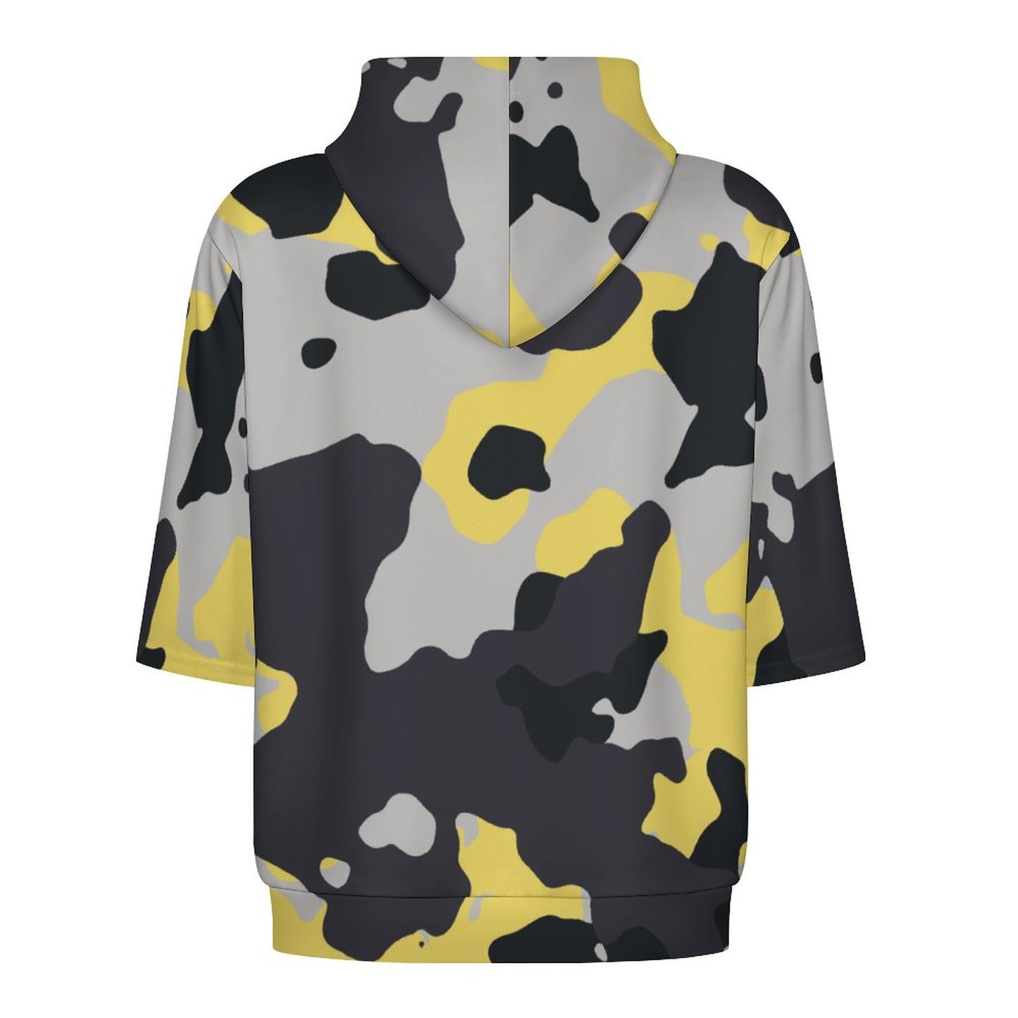 Short Sleeve Hoodie | Yellow, Black & Silver Camouflage