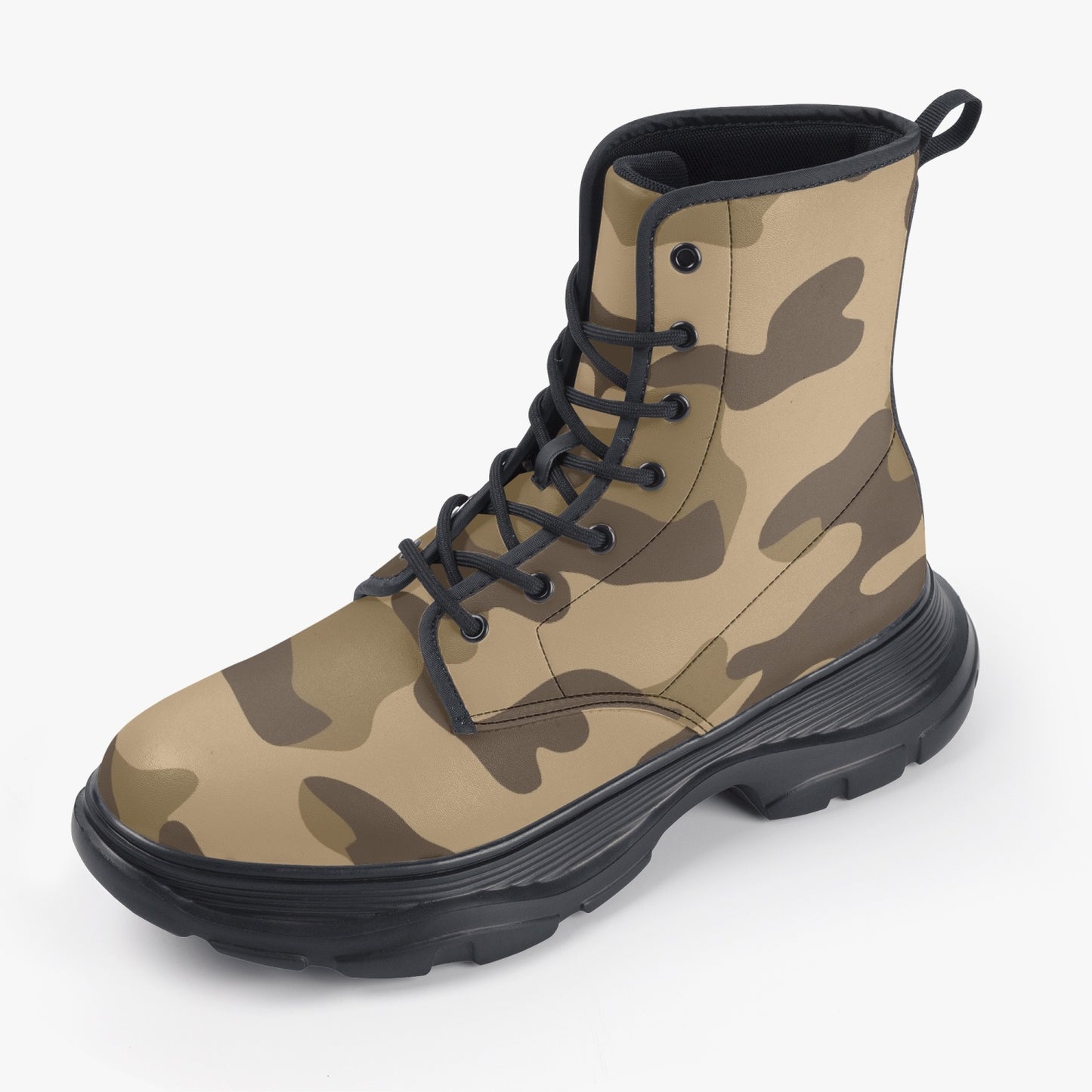 Chunky Boots | Leather in Khaki Camouflage