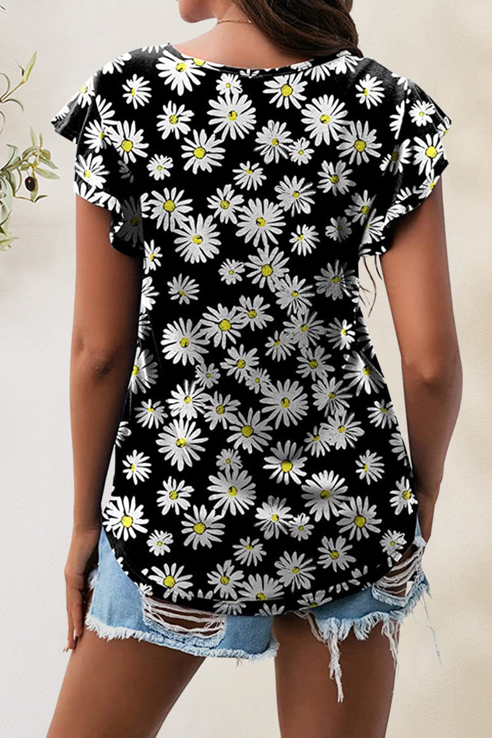 Printed Round Neck Short Sleeve Leopard T-Shirt