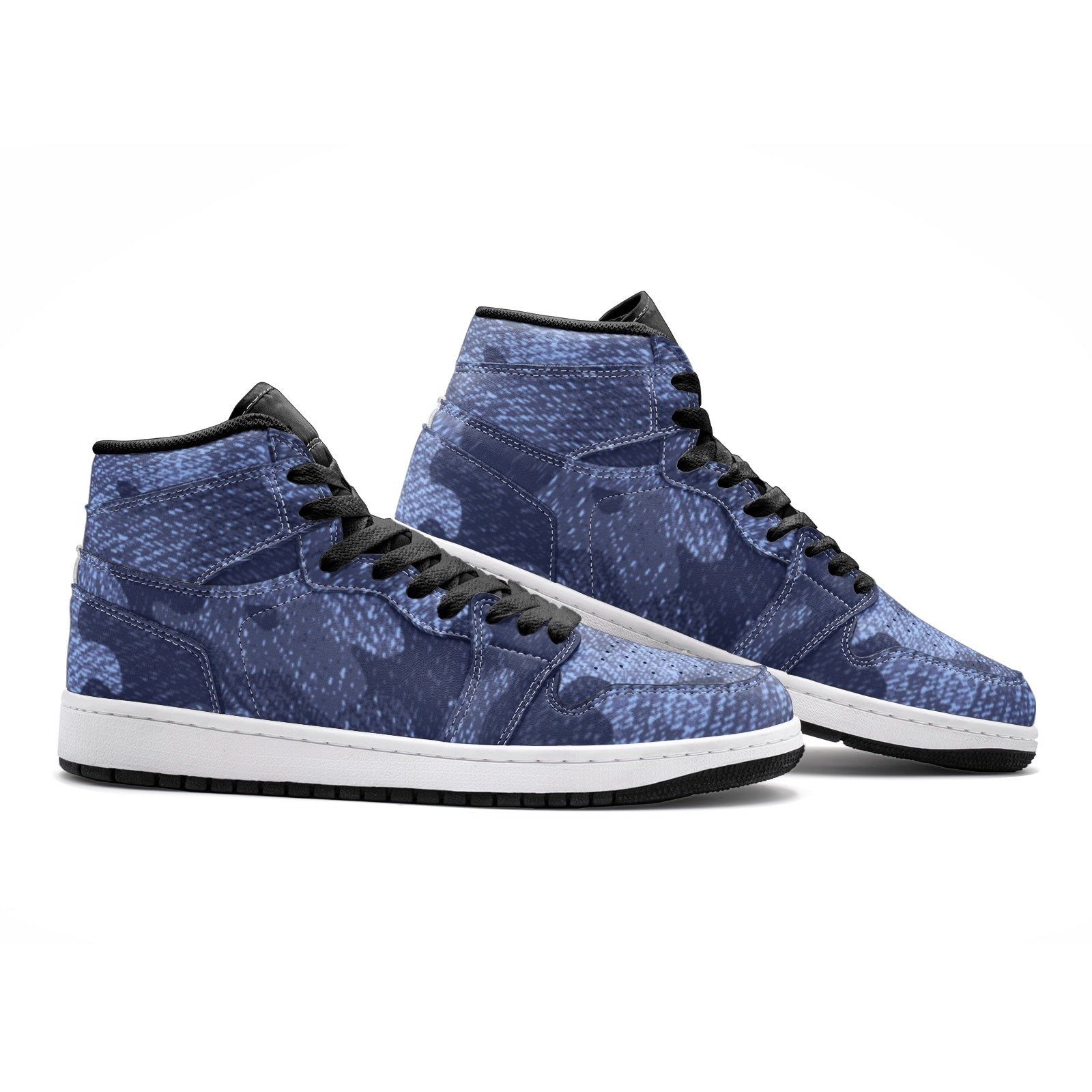 Camo Sneakers | High-Top | Denim Blue Camouflage