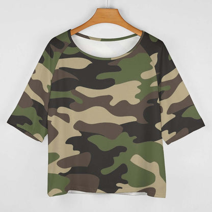 Off The Shoulder Top | Classic Green Camo Shirt