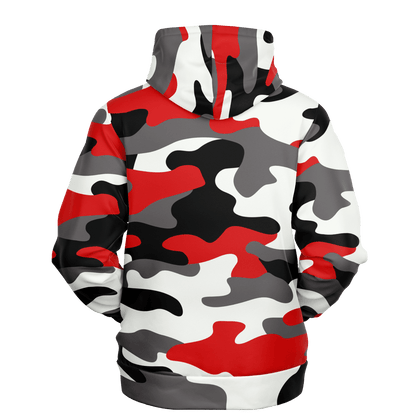 Camo Hoodie | Red, Black & White Camouflage Pullover