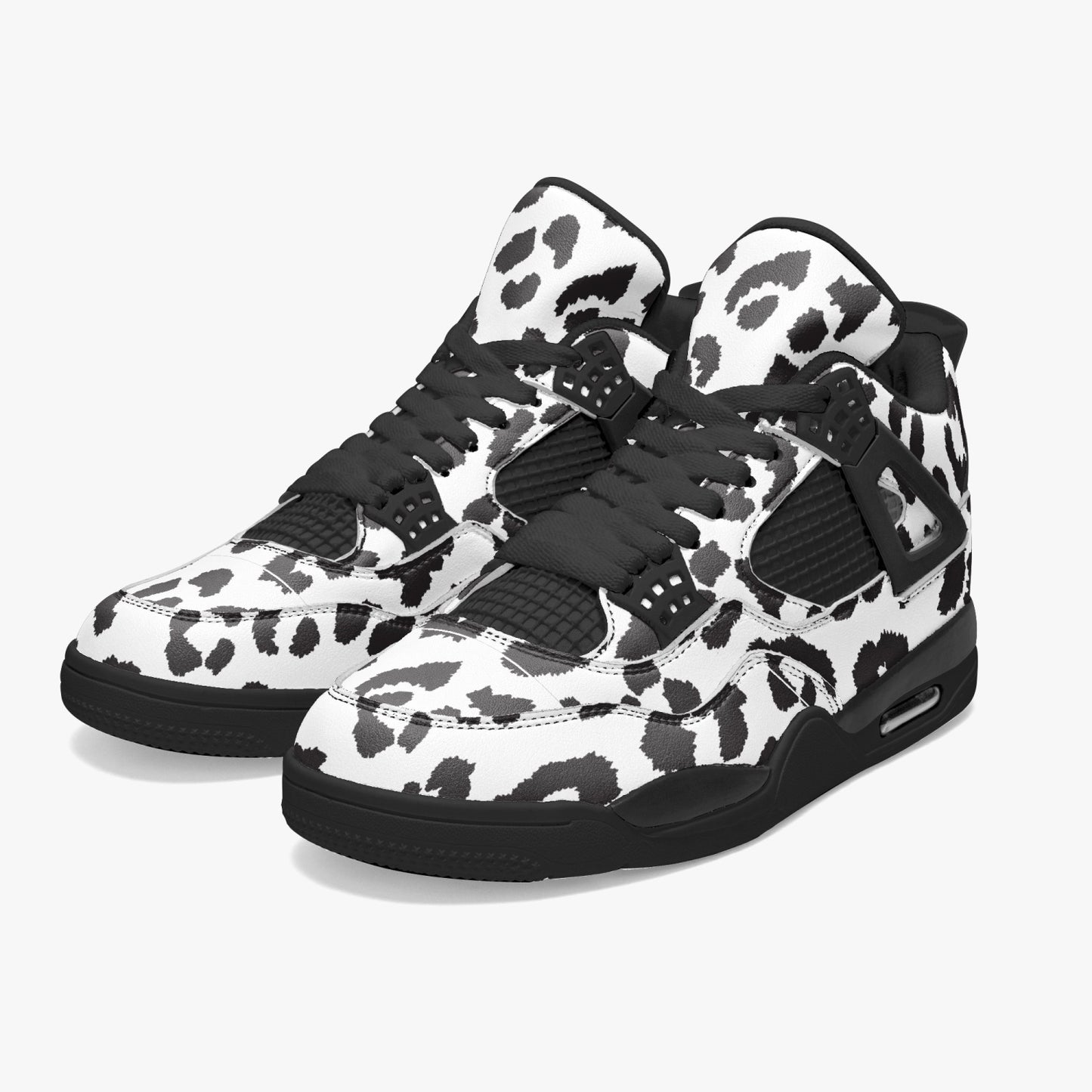 Leopard Jordans AJ4 | Black and White Pattern