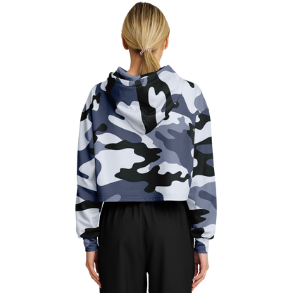 Cropped Hoodie For Women | Light Blue Camouflage